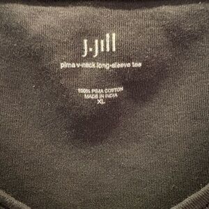 J. Jill Charcoal V-Neck Long Sleeve Tee